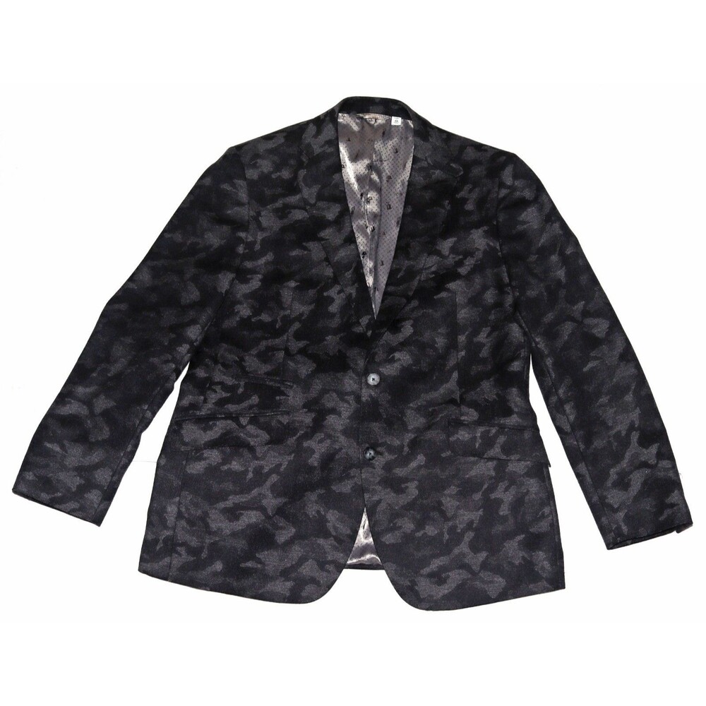 Robert Graham Sport Blazer Mens 46 Black Gray Camo 2 Button Wool Cashmere Blend